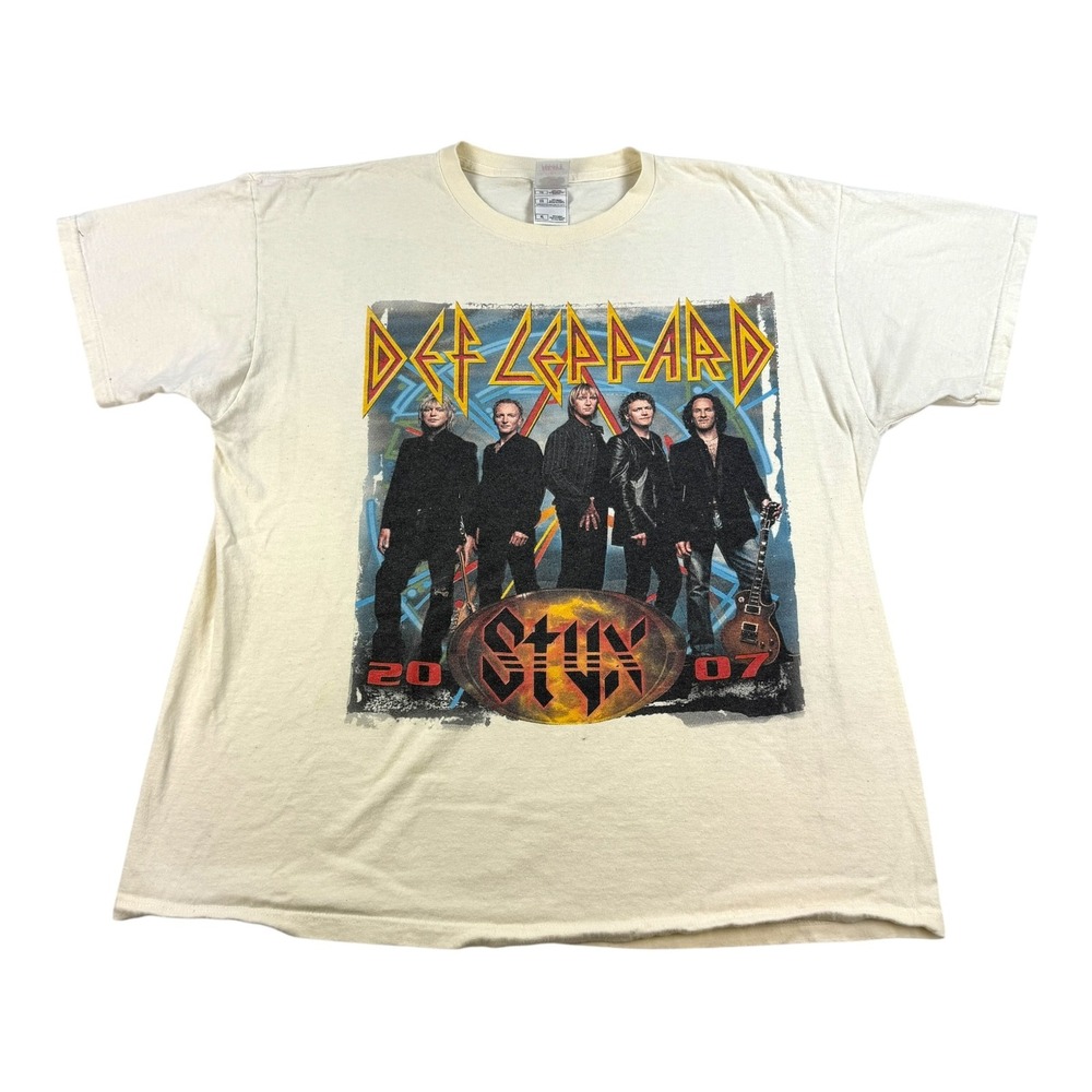 Def Leppard Styx Shirt Mens XL 2007 Tour Foreigner Band Rock Concert Tee T-Shirt